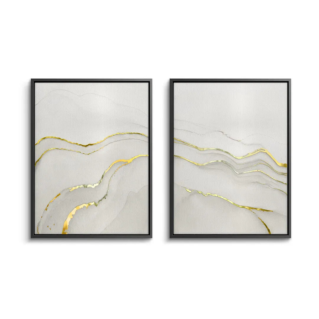Minimalist Grey and Gold Set of 2 - Canvas - Jasmineart.ae