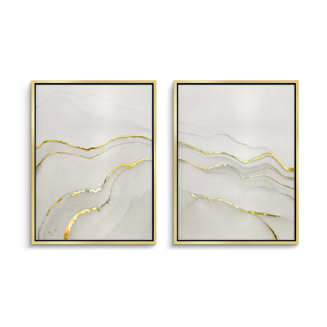 Minimalist Grey and Gold Set of 2 - Canvas - Jasmineart.ae