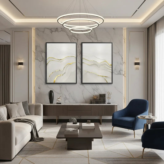 Minimalist Grey and Gold Set of 2 - Canvas