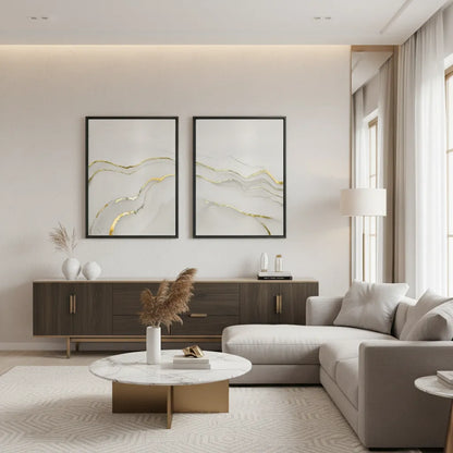 Minimalist Grey and Gold Set of 2 - Canvas