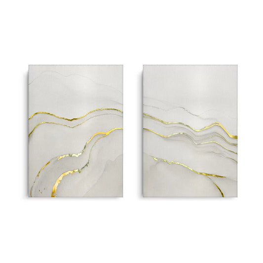 Minimalist Grey and Gold Set of 2 - Canvas