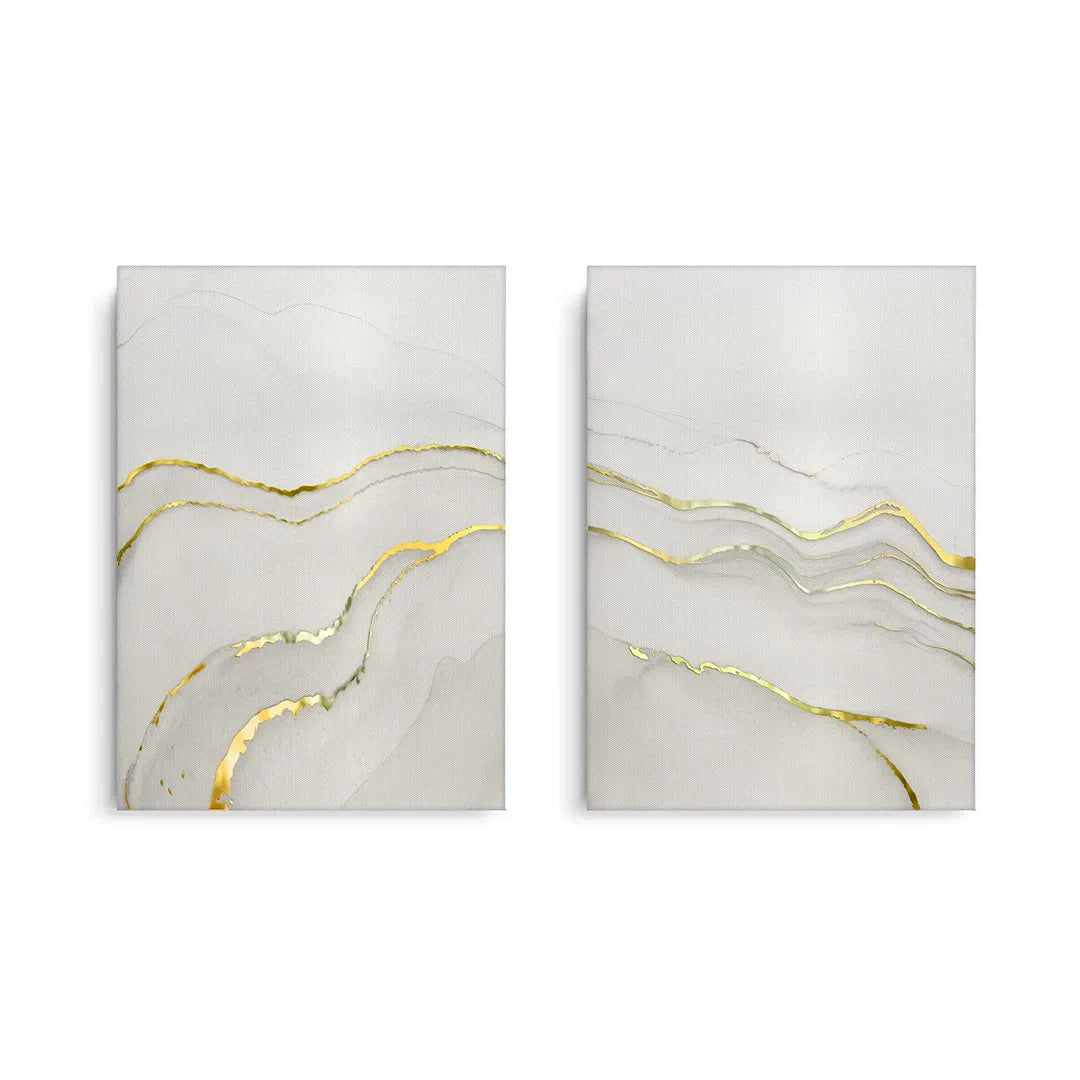 Minimalist Grey and Gold Set of 2 - Canvas - Jasmineart.ae