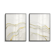 Minimalist Grey and Gold Set of 2 - Fine Art - Jasmineart.ae