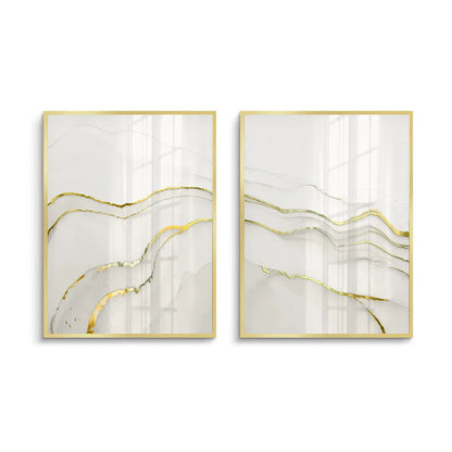 Minimalist Grey and Gold Set of 2 - Fine Art
