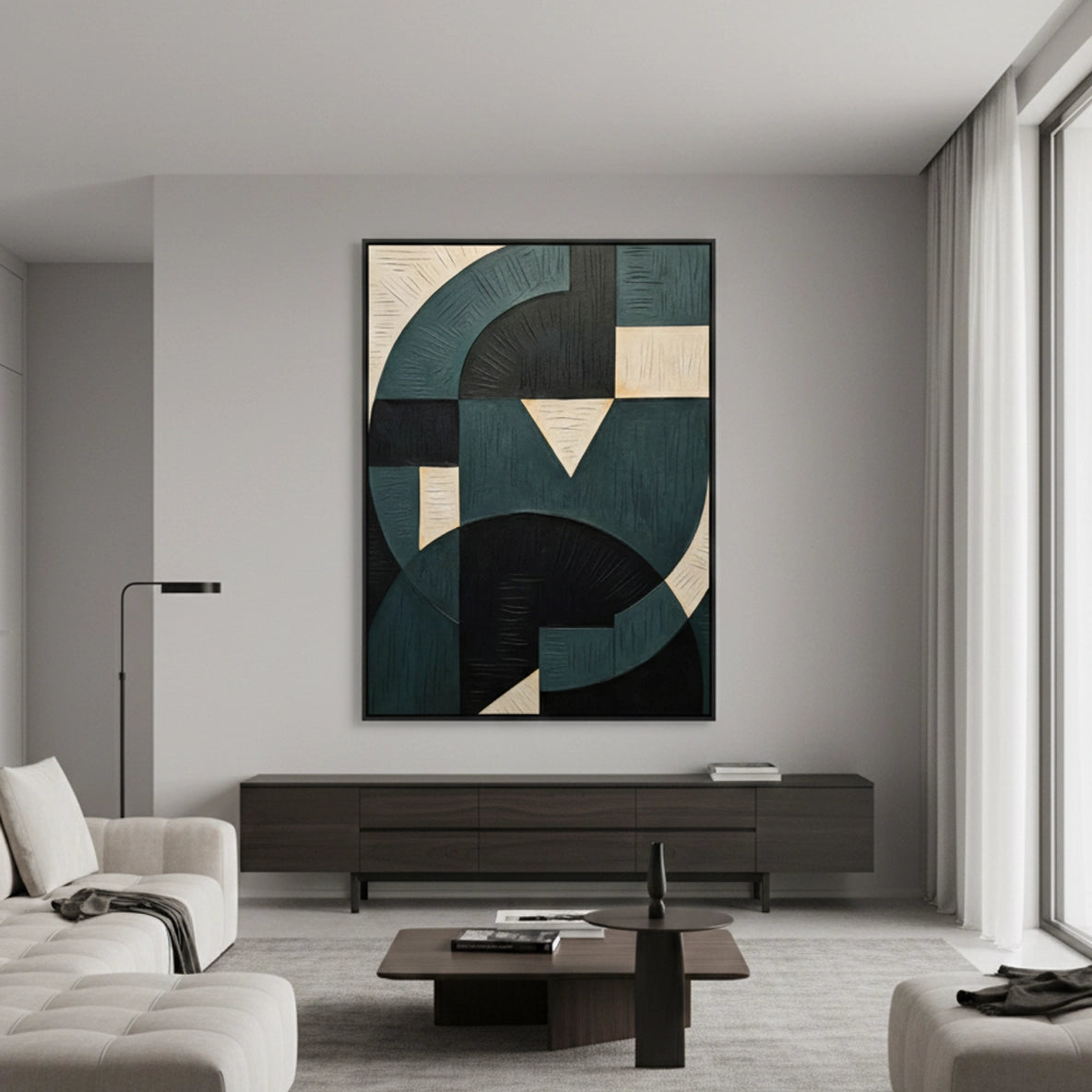 2Minimalist Indigo Curve Painting #MICU330