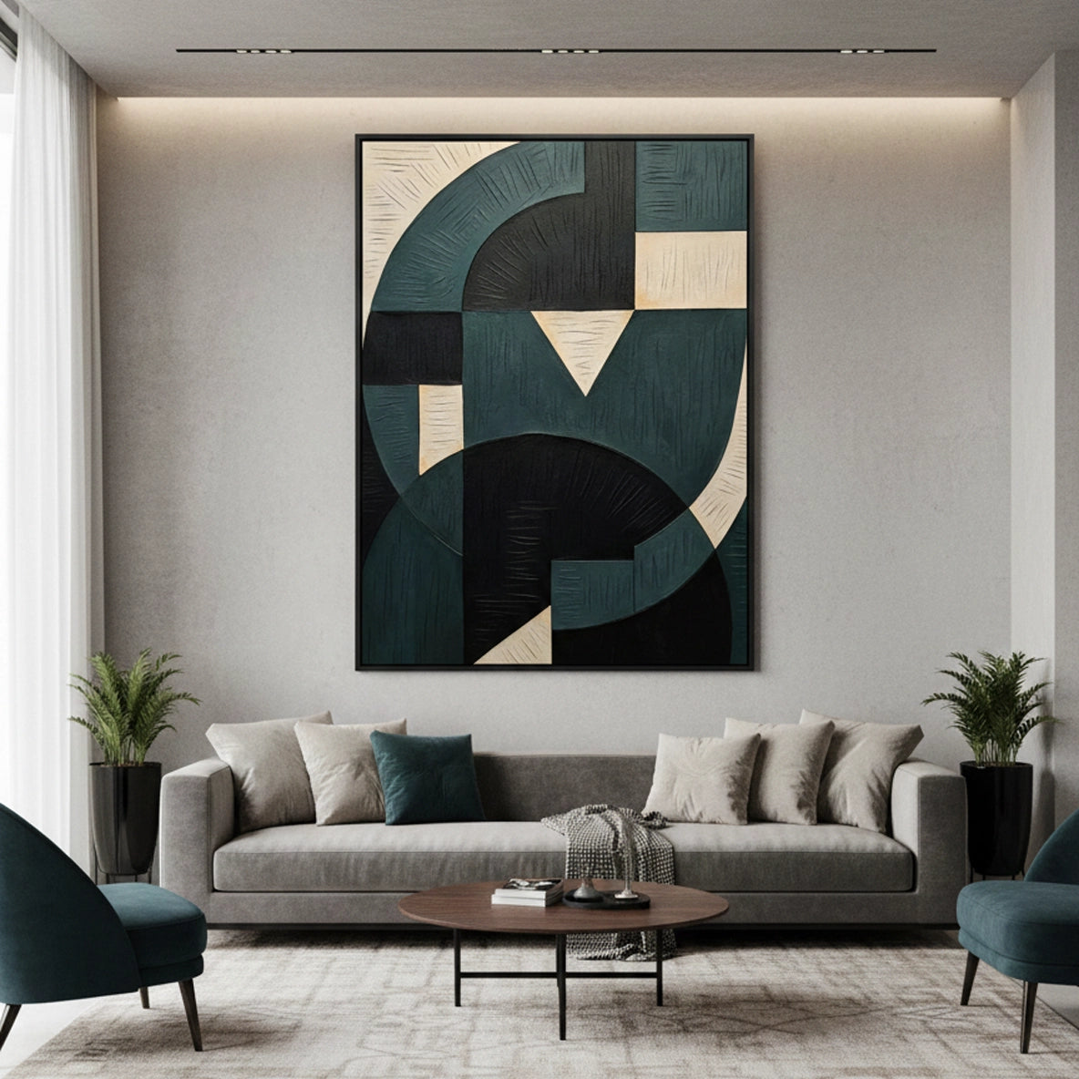 2Minimalist Indigo Curve Painting #MICU330