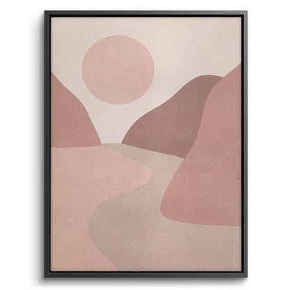 Minimalist Mauve Sun and River - Canvas