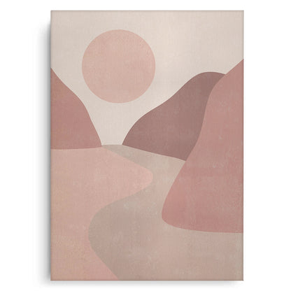 Minimalist Mauve Sun and River - Canvas