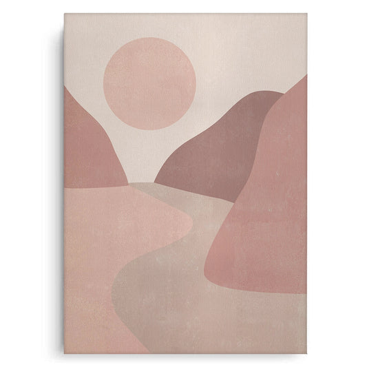 Minimalist Mauve Sun and River - Canvas