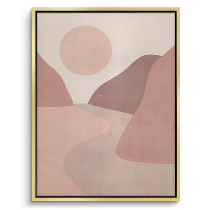Minimalist Mauve Sun and River - Canvas