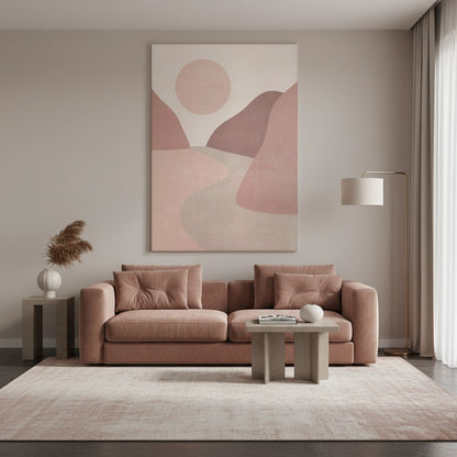 Minimalist Mauve Sun and River - Canvas