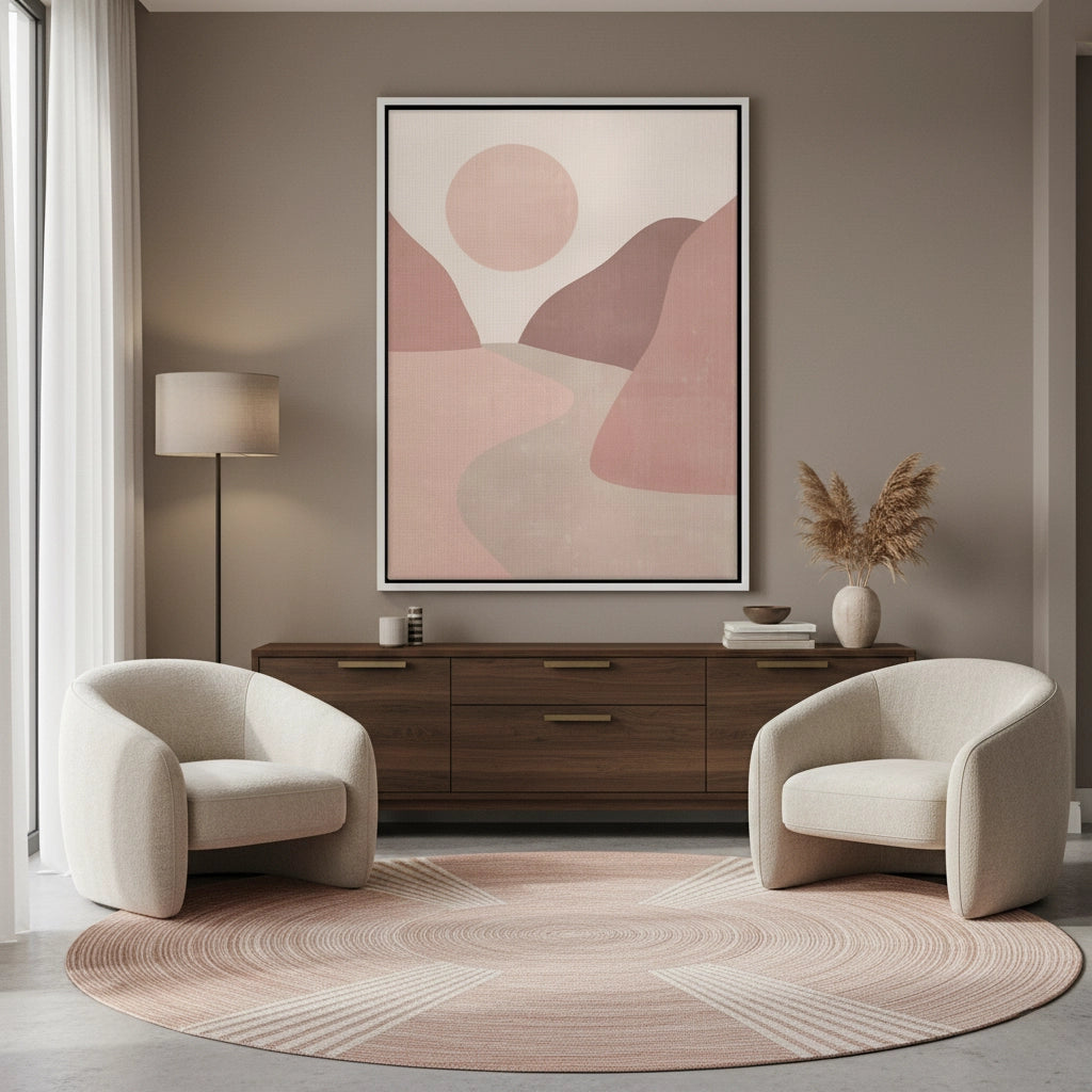 2Minimalist Mauve Sun and River - Canvas