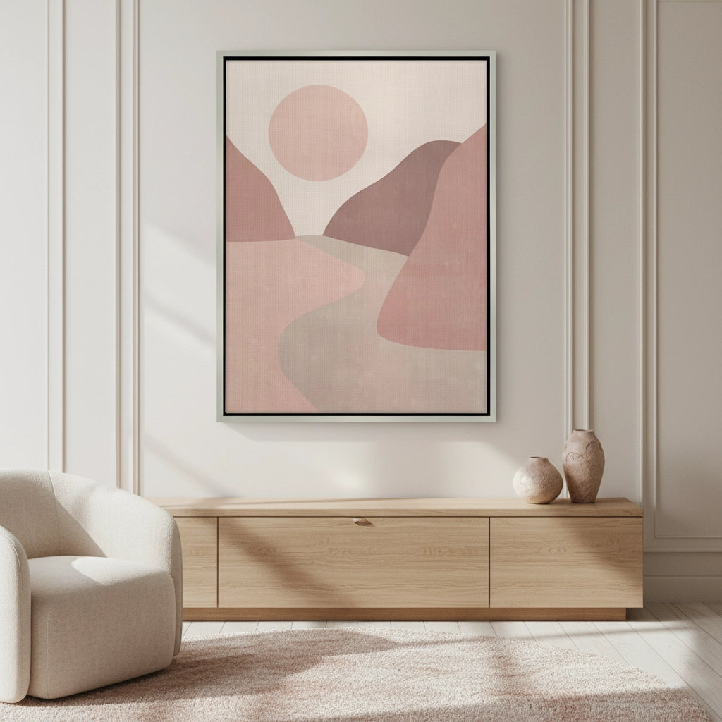 2Minimalist Mauve Sun and River - Canvas