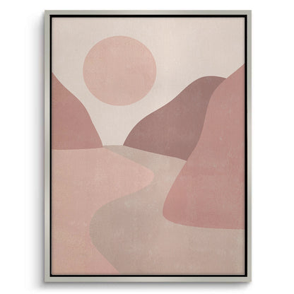 Minimalist Mauve Sun and River - Canvas