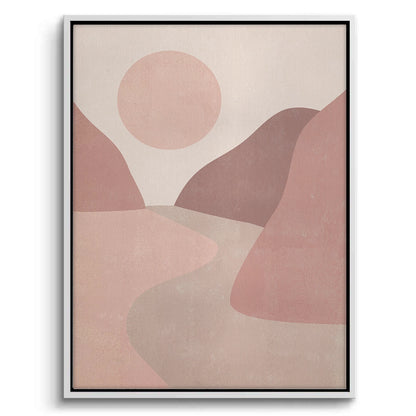 Minimalist Mauve Sun and River - Canvas