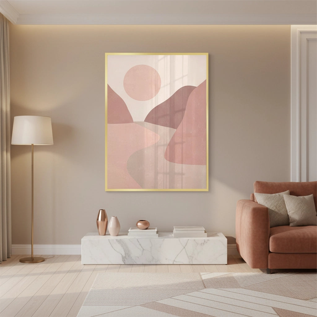 2Minimalist Mauve Sun and River - Fine Art