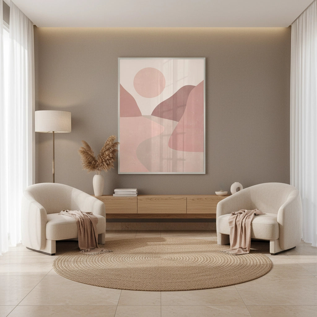 2Minimalist Mauve Sun and River - Fine Art