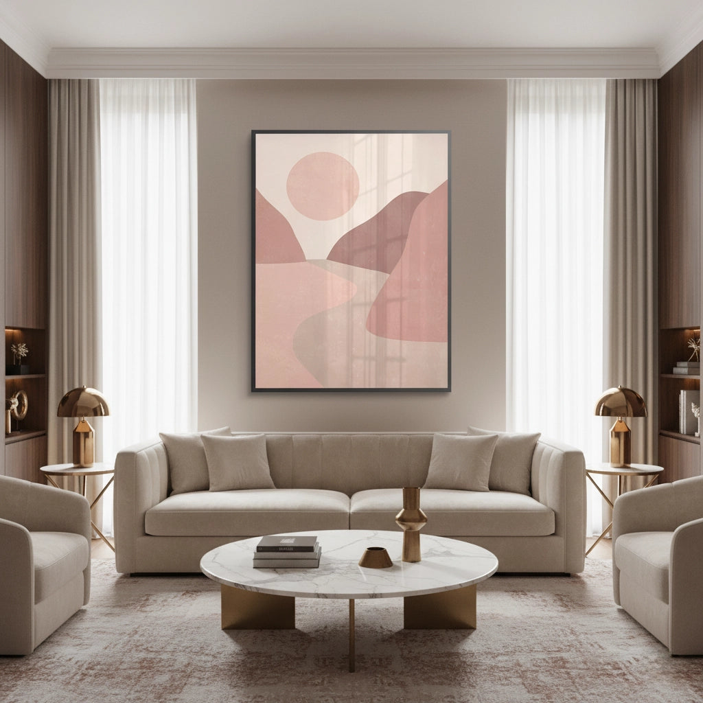 2Minimalist Mauve Sun and River - Fine Art