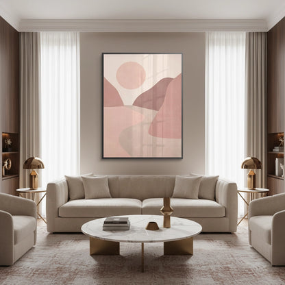 Minimalist Mauve Sun and River - Fine Art