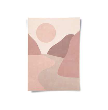 Minimalist Mauve Sun and River - Poster