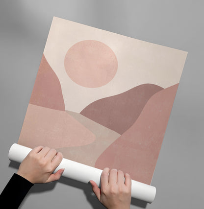 Minimalist Mauve Sun and River - Poster