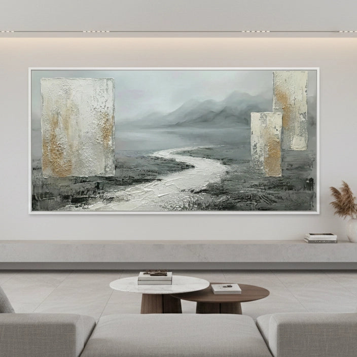 2Minimalist Misty Mountain Painting #MMMO330
