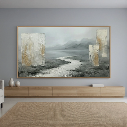 Minimalist Misty Mountain Painting #MMMO330