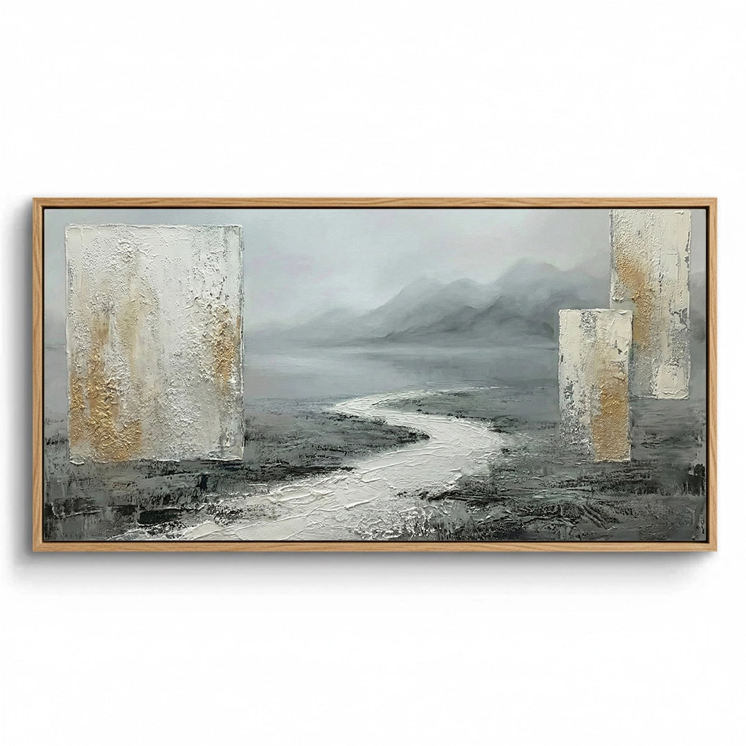 2Minimalist Misty Mountain Painting #MMMO330