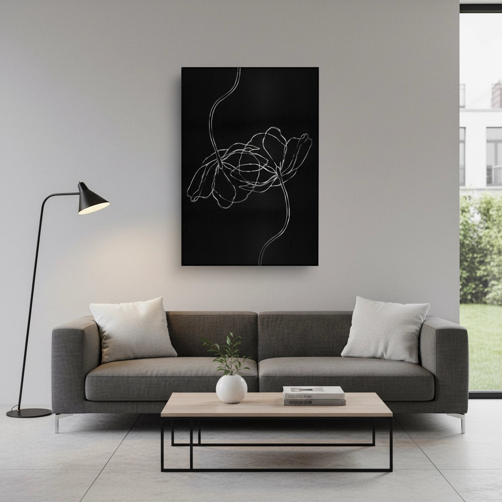 Minimalist Monochrome Floral - Canvas - Jasmineart.ae