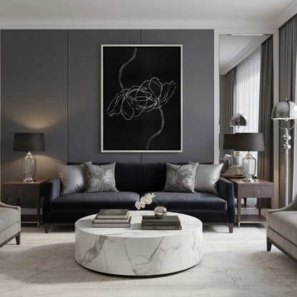 Minimalist Monochrome Floral - Canvas