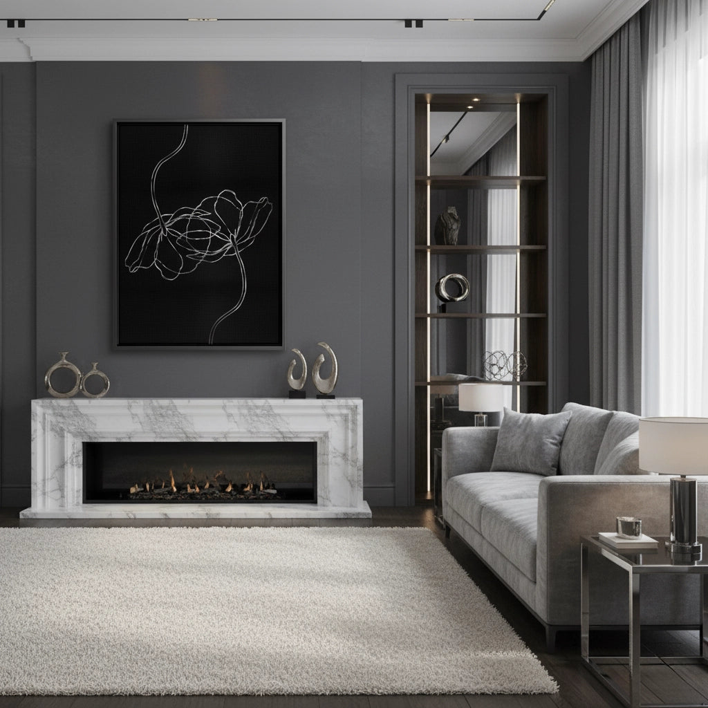 2Minimalist Monochrome Floral - Canvas