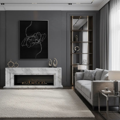 Minimalist Monochrome Floral - Canvas