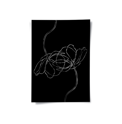 Minimalist Monochrome Floral - Poster