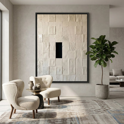 Minimalist Monolith abstract wall art, clean geometric design, luxury UAE home decor