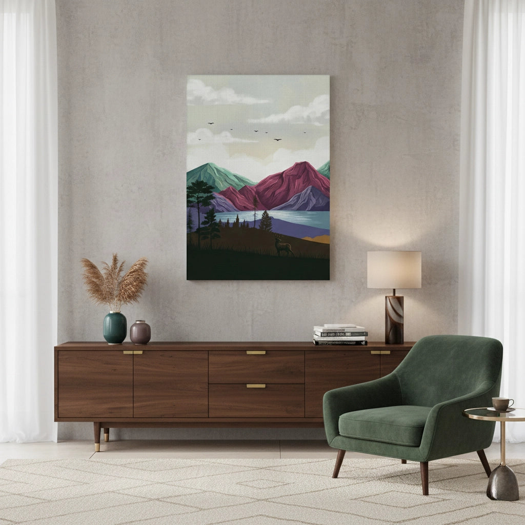 Minimalist Mountain Landscape - Canvas