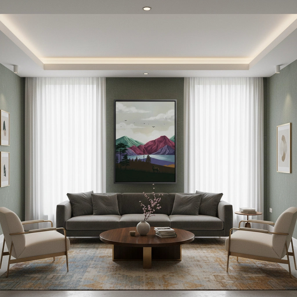 Minimalist Mountain Landscape - Canvas