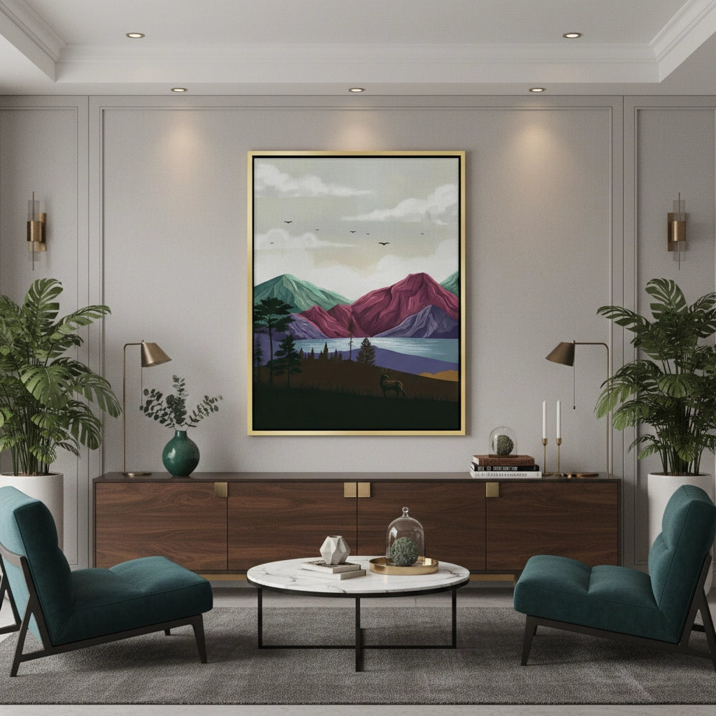 Minimalist Mountain Landscape - Canvas