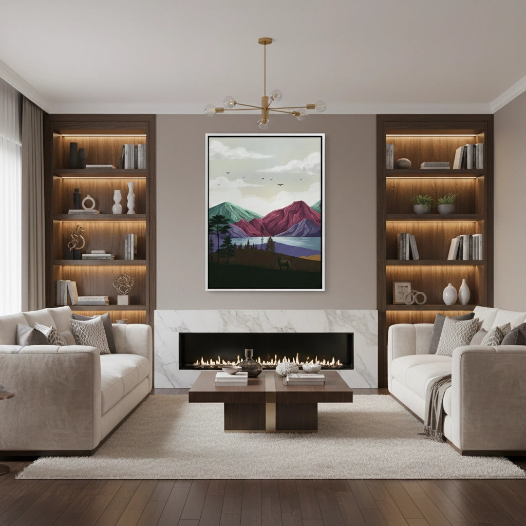 Minimalist Mountain Landscape - Canvas