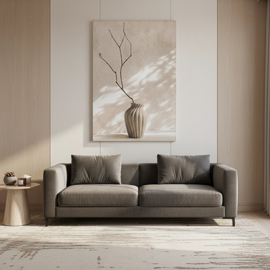 Minimalist Neutral Ceramic Vase - Canvas - Jasmineart.ae