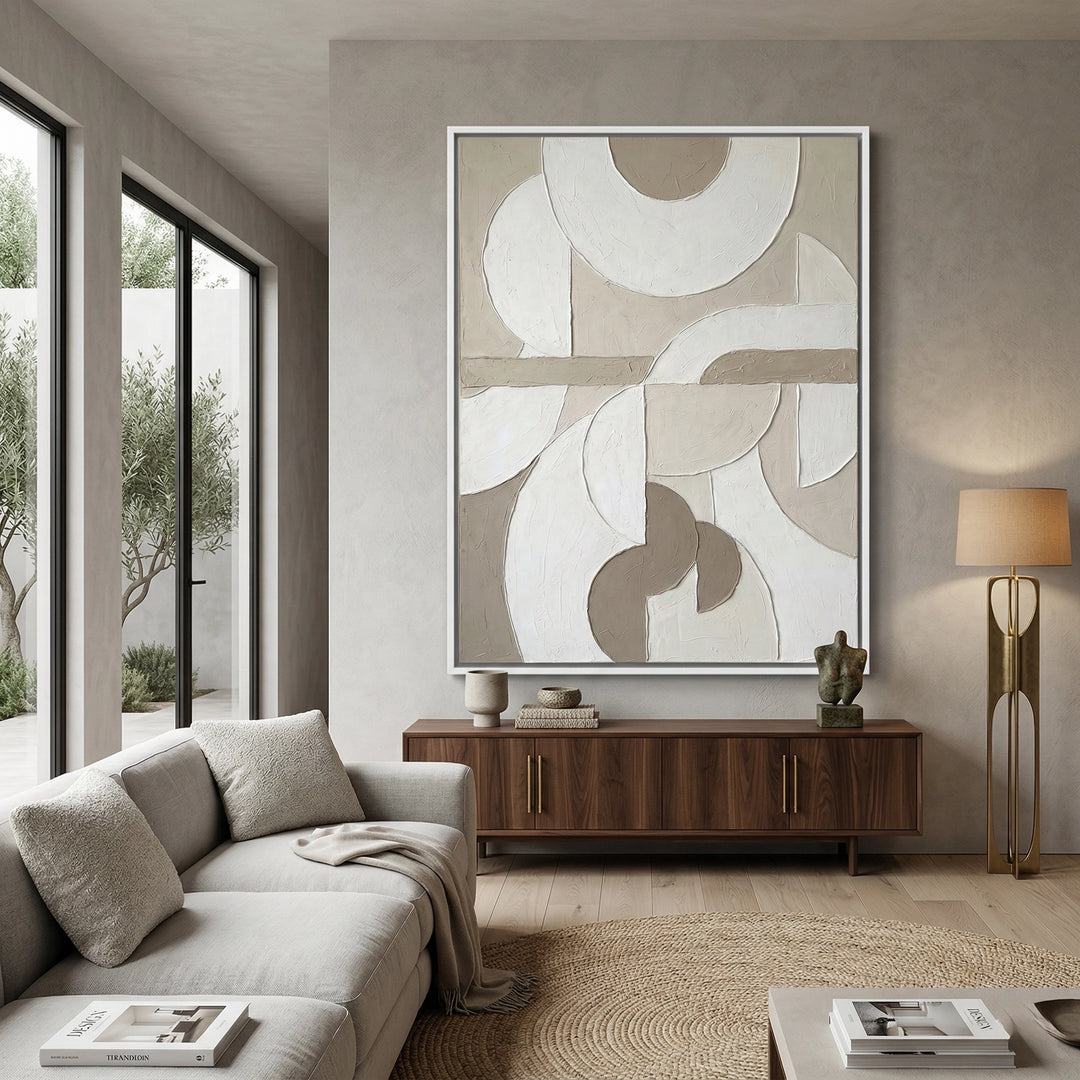 Modern Minimalist Nordic artwork with clean geometric textures and soft earthy tones, perfect for chic UAE wall decor