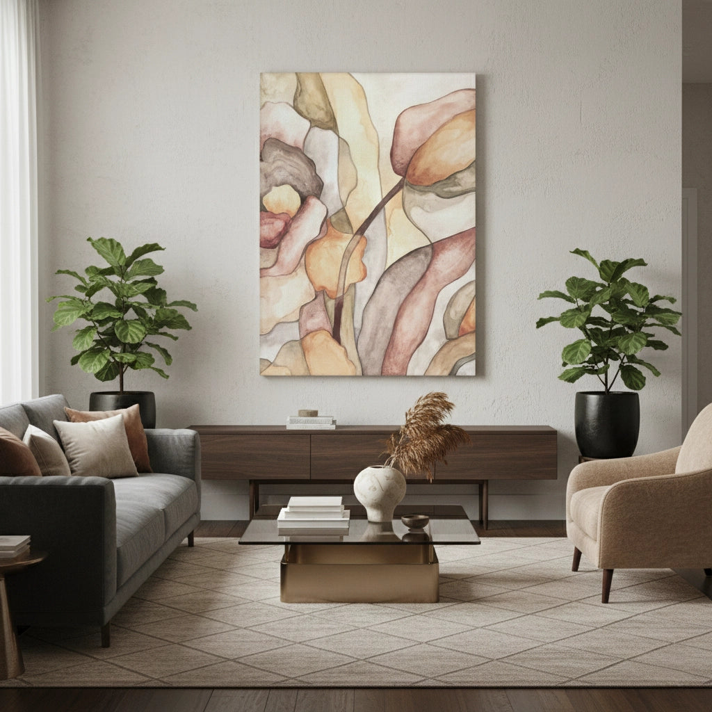 Minimalist Organic Fluid Shapes Abstract - Canvas