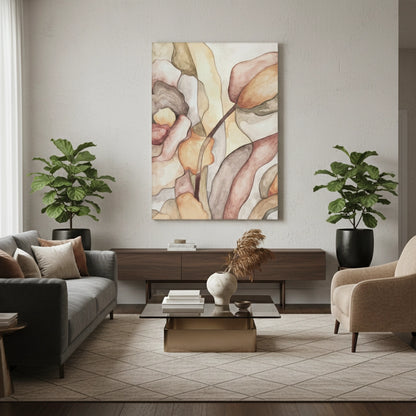 Minimalist Organic Fluid Shapes Abstract - Canvas