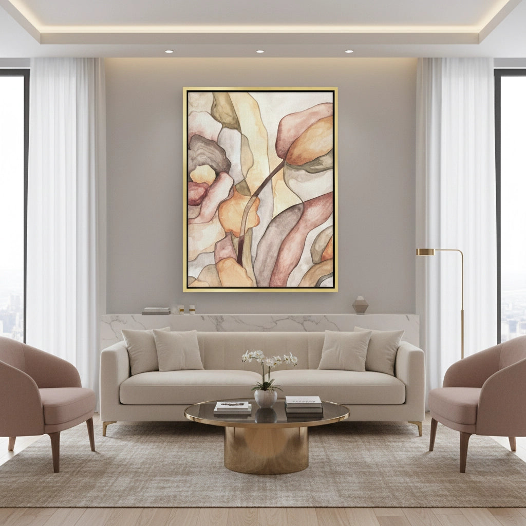 2Minimalist Organic Fluid Shapes Abstract - Canvas