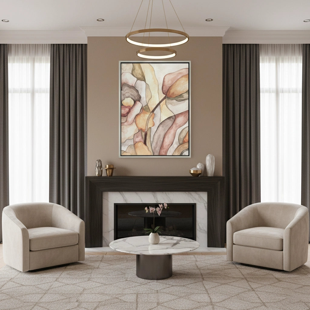 2Minimalist Organic Fluid Shapes Abstract - Canvas