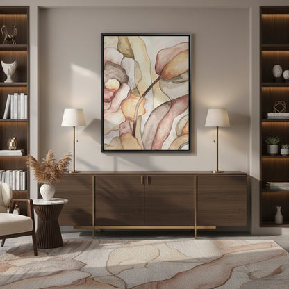 Minimalist Organic Fluid Shapes Abstract - Canvas