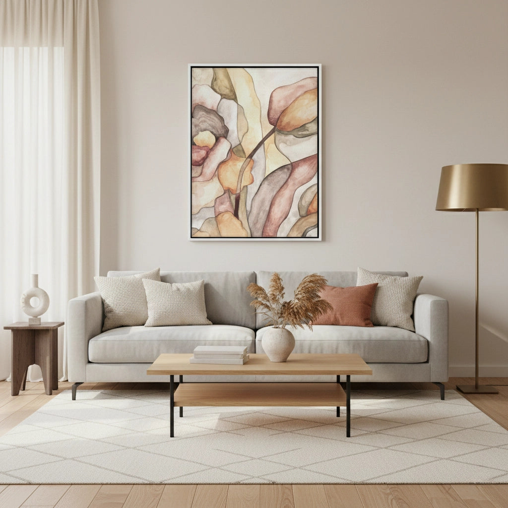 2Minimalist Organic Fluid Shapes Abstract - Canvas