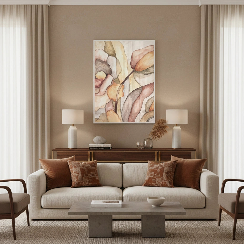 2Minimalist Organic Fluid Shapes Abstract - Fine Art