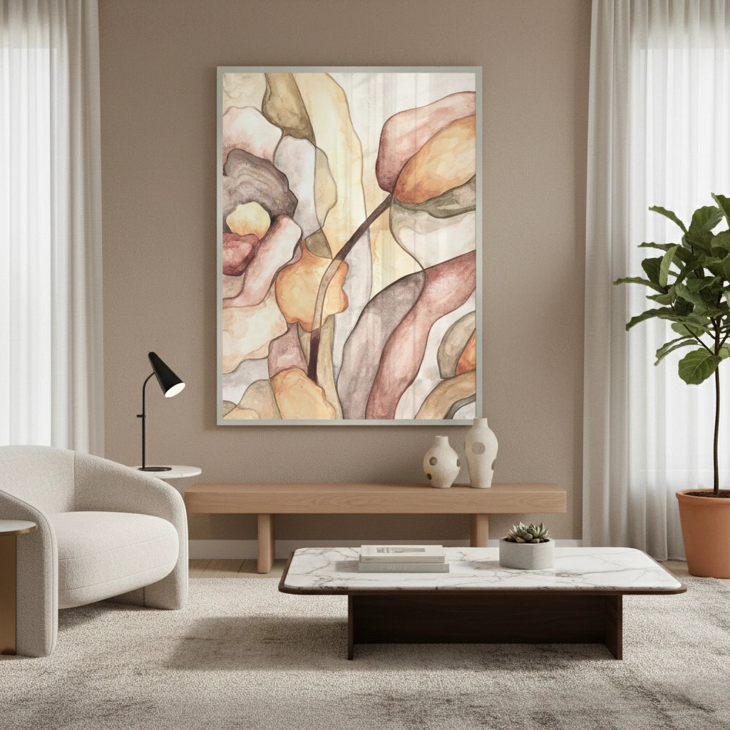 2Minimalist Organic Fluid Shapes Abstract - Fine Art