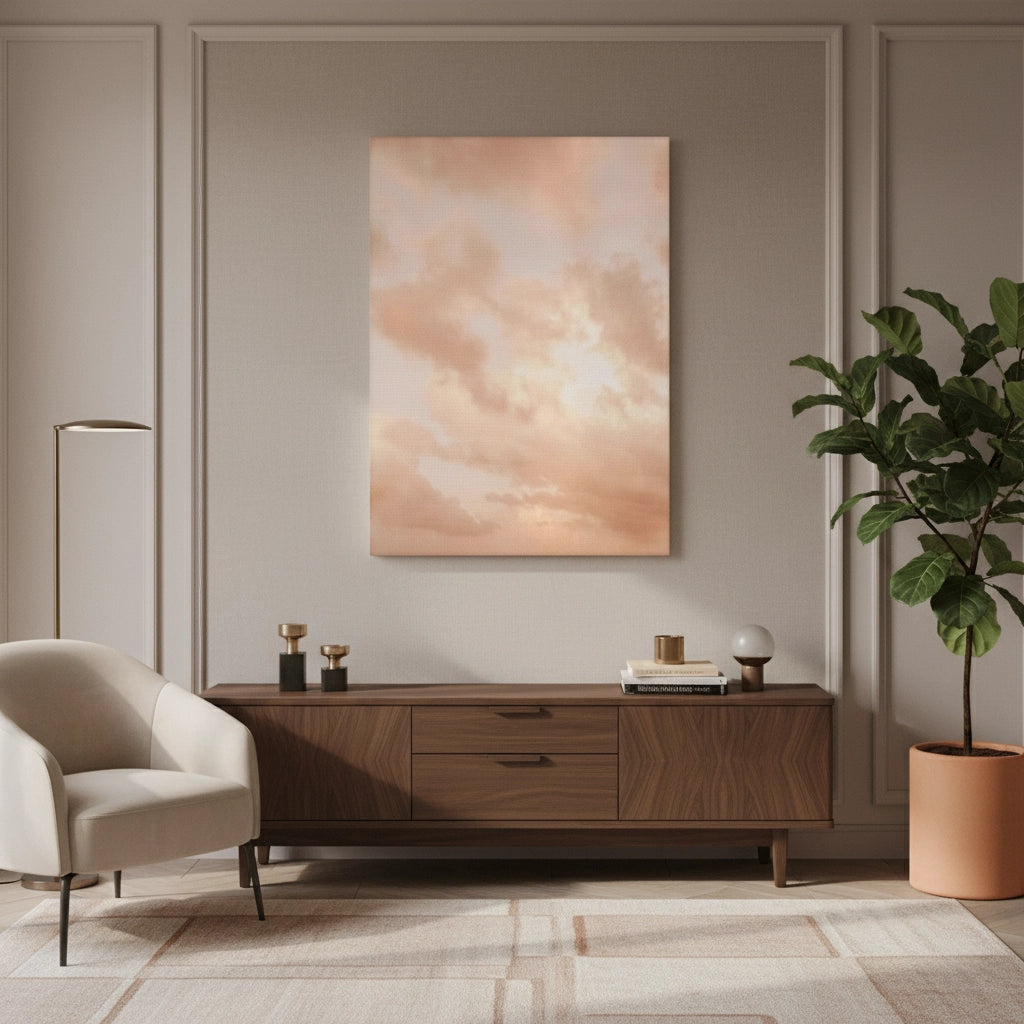Minimalist Pastel Peach Cloud - Canvas - Jasmineart.ae