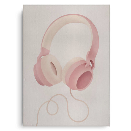 Minimalist Pink Headphones - Canvas